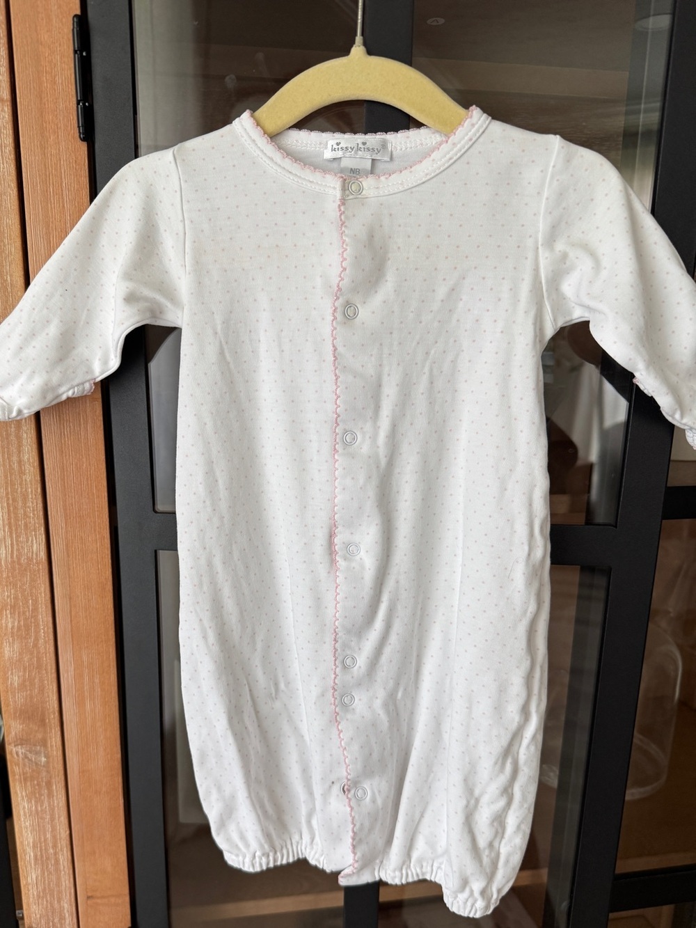 Kissy Kissy converter gown coverall polka dots print pima snap newborn baby girl